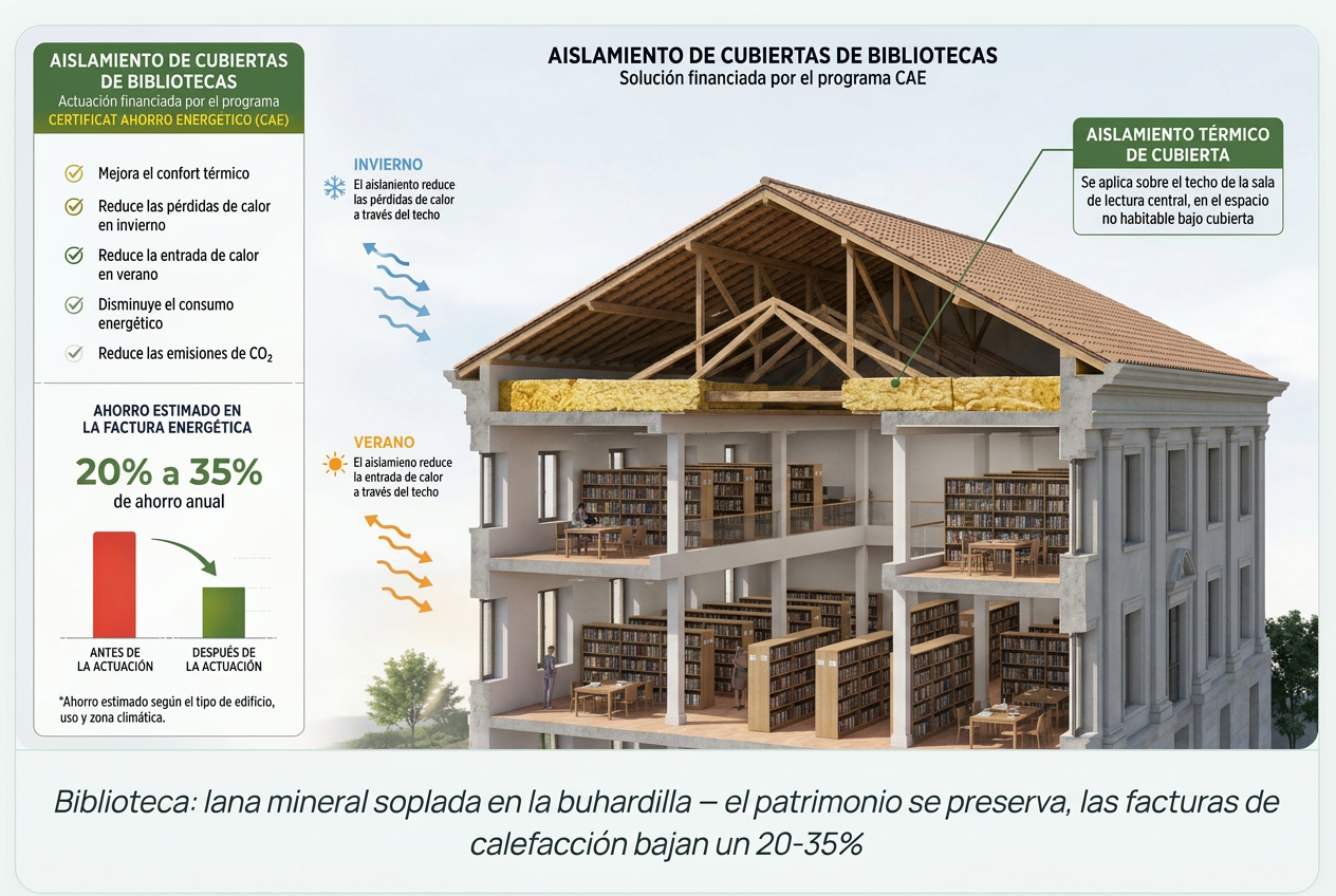 Aislamiento cubierta biblioteca