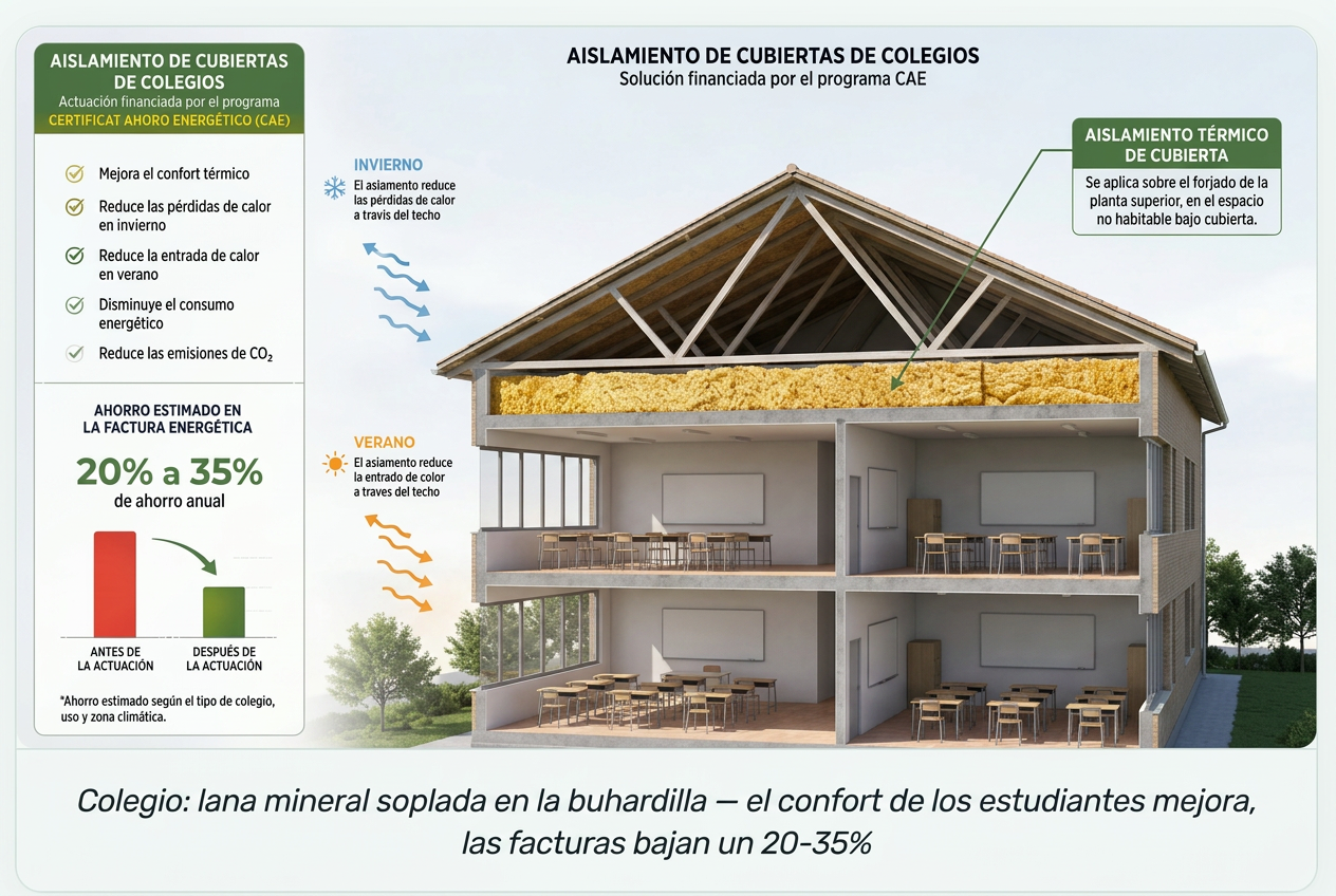 Aislamiento cubierta colegio